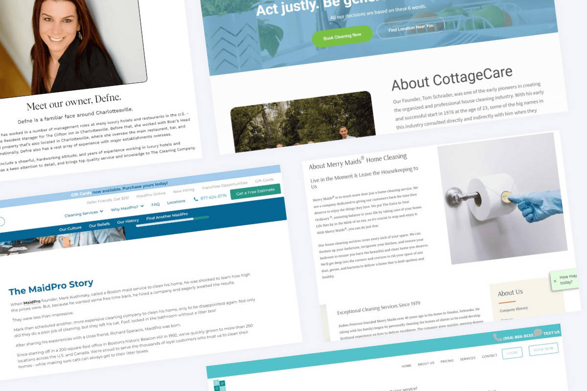 5 Best Cleaning Company 'About Us' Examples for Websites 1 A collage of Cleaning Company About Us Examples