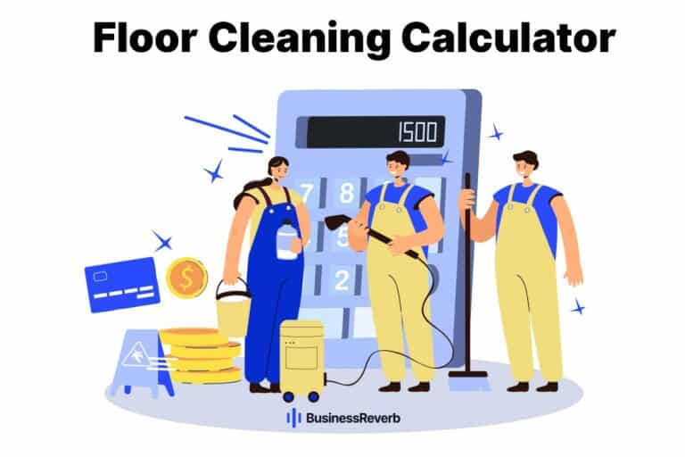 creative illustration showing a group of cleaners with a calculator in the backdrop